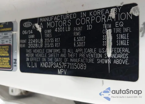 2015 Kia Soul + from USA, damaged, VIN KNDJP3A57F7115089